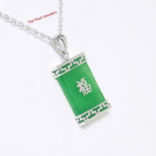 Load image into Gallery viewer, Greek Key “Fu” Green Jade Pendant
