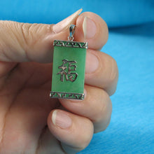 Load image into Gallery viewer, Greek Key “Fu” Green Jade Pendant