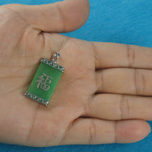 Load image into Gallery viewer, Greek Key “Fu” Green Jade Pendant