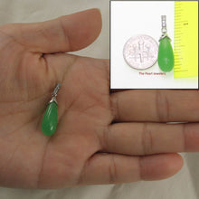 Load image into Gallery viewer, Hand-Carved Green Jade & 3 CZ Raindrop Pendant