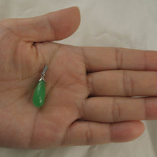 Load image into Gallery viewer, Hand-Carved Green Jade & 3 CZ Raindrop Pendant