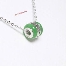 Load image into Gallery viewer, Green Jade Bead Slide Sterling Silver Necklace