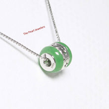 Load image into Gallery viewer, Green Jade Bead Slide Sterling Silver Necklace