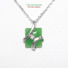 Load image into Gallery viewer, Green Jade & CZ Sterling Silver Pendant