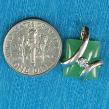 Load image into Gallery viewer, Green Jade & CZ Sterling Silver Pendant