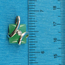 Load image into Gallery viewer, Green Jade & CZ Sterling Silver Pendant