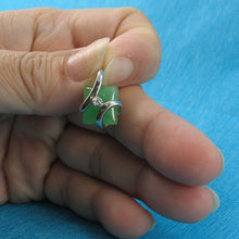 Load image into Gallery viewer, Green Jade & CZ Sterling Silver Pendant