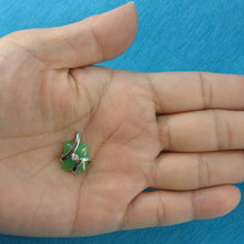 Load image into Gallery viewer, Green Jade & CZ Sterling Silver Pendant