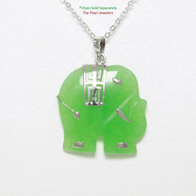 Load image into Gallery viewer, Green Jade Elephant Sterling Silver Pendant