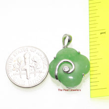 Load image into Gallery viewer, Green Jade Flower Sterling Silver Pendant Necklace