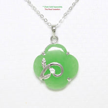 Load image into Gallery viewer, Green Jade Flower Sterling Silver Pendant
