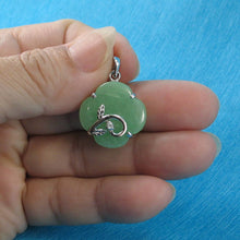 Load image into Gallery viewer, Green Jade Flower Sterling Silver Pendant