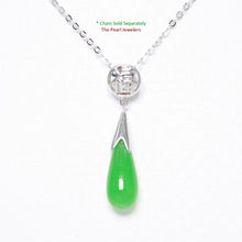 Load image into Gallery viewer, Green Jade “FU” Raindrop Sterling Silver Pendant