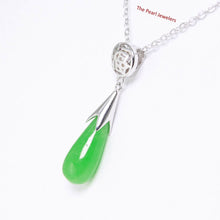 Load image into Gallery viewer, Green Jade “FU” Raindrop Sterling Silver Pendant