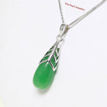 Load image into Gallery viewer, Hand-Carved Green Jade Raindrop Pendant