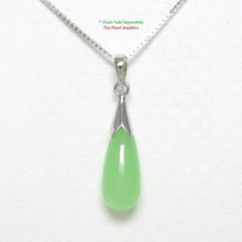 Load image into Gallery viewer, 925 Sterling Silver Bale Hand Crafted Raindrop Shape Green Jade Pendant - TPJ