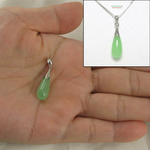 Load image into Gallery viewer, 925 Sterling Silver Bale Hand Crafted Raindrop Shape Green Jade Pendant - TPJ