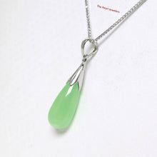 Load image into Gallery viewer, 925 Sterling Silver Bale Hand Crafted Raindrop Shape Green Jade Pendant - TPJ
