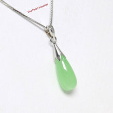 Load image into Gallery viewer, 925 Sterling Silver Bale Hand Crafted Raindrop Shape Green Jade Pendant - TPJ