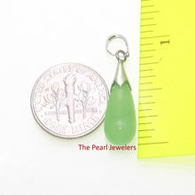 Load image into Gallery viewer, 925 Sterling Silver Bale Hand Crafted Raindrop Shape Green Jade Pendant - TPJ