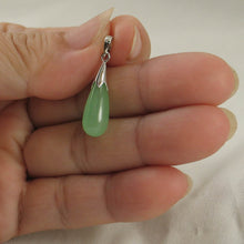 Load image into Gallery viewer, 925 Sterling Silver Bale Hand Crafted Raindrop Shape Green Jade Pendant - TPJ
