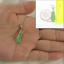 Load image into Gallery viewer, 925 Sterling Silver Bale Hand Crafted Raindrop Shape Green Jade Pendant - TPJ
