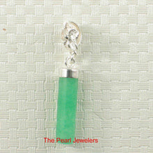 Load image into Gallery viewer, Green Jade Tube Pendant with Plumeria Bale