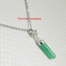 Load image into Gallery viewer, Green Jade Tube Pendant with Plumeria Bale