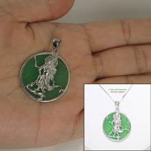 Load image into Gallery viewer, Guan Gong Green Jade Tablet Pendant