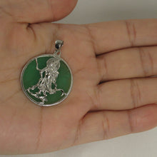 Load image into Gallery viewer, Guan Gong Green Jade Tablet Pendant