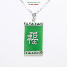 Load image into Gallery viewer, Large Green Jade “Fu” Tablet Pendant