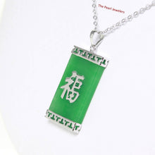 Load image into Gallery viewer, Large Green Jade “Fu” Tablet Pendant