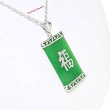 Load image into Gallery viewer, Large Green Jade “Fu” Tablet Pendant