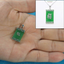 Load image into Gallery viewer, Large Green Jade “Fu” Tablet Pendant
