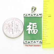 Load image into Gallery viewer, Large Green Jade “Fu” Tablet Pendant