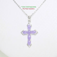 Load image into Gallery viewer, Lavender Jade Christian Cross Sterling Silver Pendant