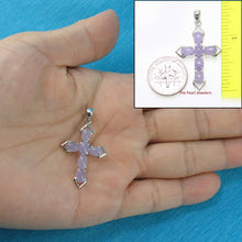 Load image into Gallery viewer, Lavender Jade Christian Cross Sterling Silver Pendant