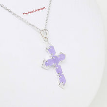 Load image into Gallery viewer, Lavender Jade Christian Cross Sterling Silver Pendant