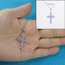 Load image into Gallery viewer, Lavender Jade Christian Cross Sterling Silver Pendant