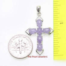 Load image into Gallery viewer, Lavender Jade Christian Cross Sterling Silver Pendant