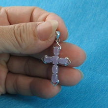 Load image into Gallery viewer, Lavender Jade Christian Cross Sterling Silver Pendant