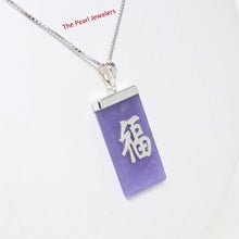 Load image into Gallery viewer, “Fu” Lavender Jade Tablet Pendant