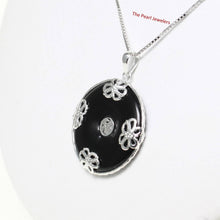 Load image into Gallery viewer, Solid Sterling Silver 925 Butterflies Black Onyx Pendant