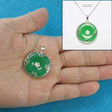 Load image into Gallery viewer, Solid Sterling Silver 925 Butterflies Green Jade Pendant