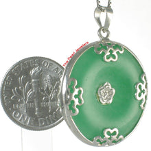 Load image into Gallery viewer, Solid Sterling Silver 925 Butterflies Green Jade Pendant