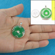 Load image into Gallery viewer, Solid Sterling Silver 925 Butterflies Green Jade Pendant