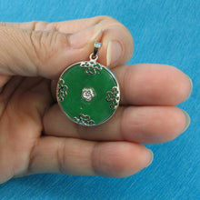 Load image into Gallery viewer, Solid Sterling Silver 925 Butterflies Green Jade Pendant