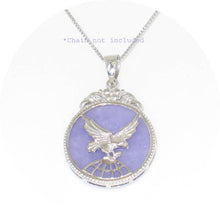 Load image into Gallery viewer, Solid Sterling Silver 925 Eagle Lavender Jade Pendant