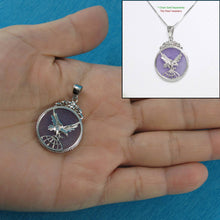 Load image into Gallery viewer, Solid Sterling Silver 925 Eagle Lavender Jade Pendant