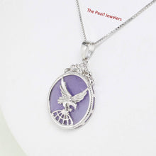 Load image into Gallery viewer, Solid Sterling Silver 925 Eagle Lavender Jade Pendant
